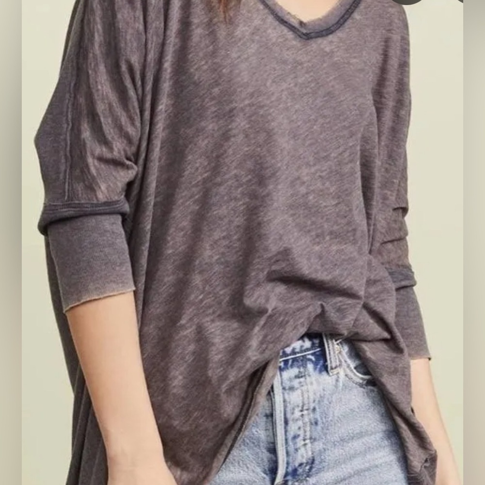 We The Free People Mineral Wash Brown Catch Waves Top EUC M #2000
